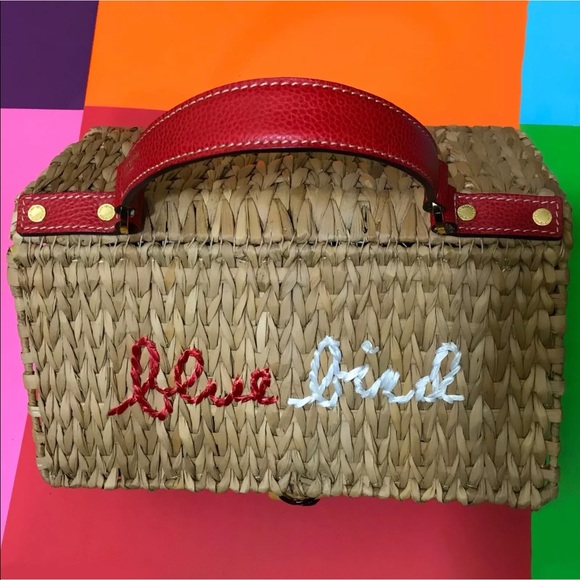 SOLD KATE SPADE BLUE BIRD WICKER BIRDHOUSE SATCHEL - Picture 4 of 6